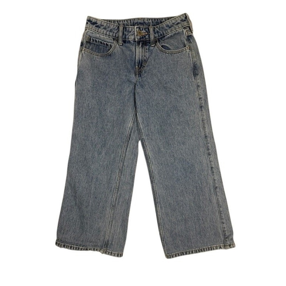Hollister Womens High Rise Wide Leg Jeans Blue Raw Hem Light Wash